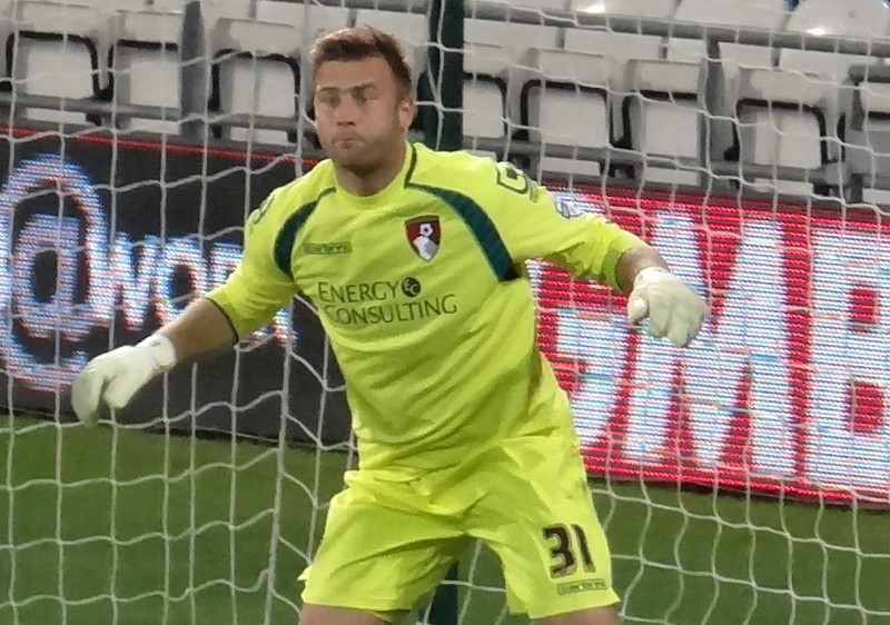 Polish football goalkeeper Artur Boruc playing for Bournemouth