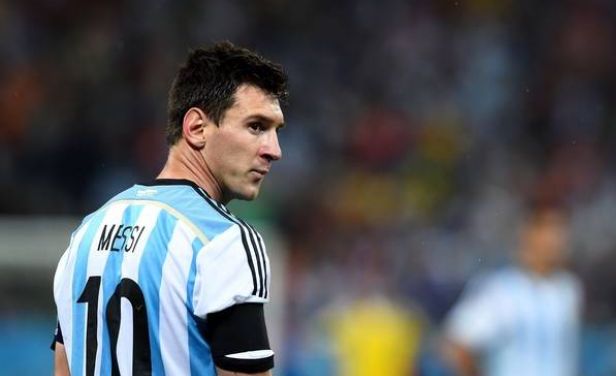 Lionel Messi playing for Argentina